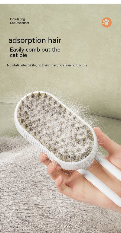 3 in 1 Pet Electric Steam Brush Cat and Dog Cleaning Spray Massage Grooming Comb Retractable Handle Pet Hair Removal BeautyBrush