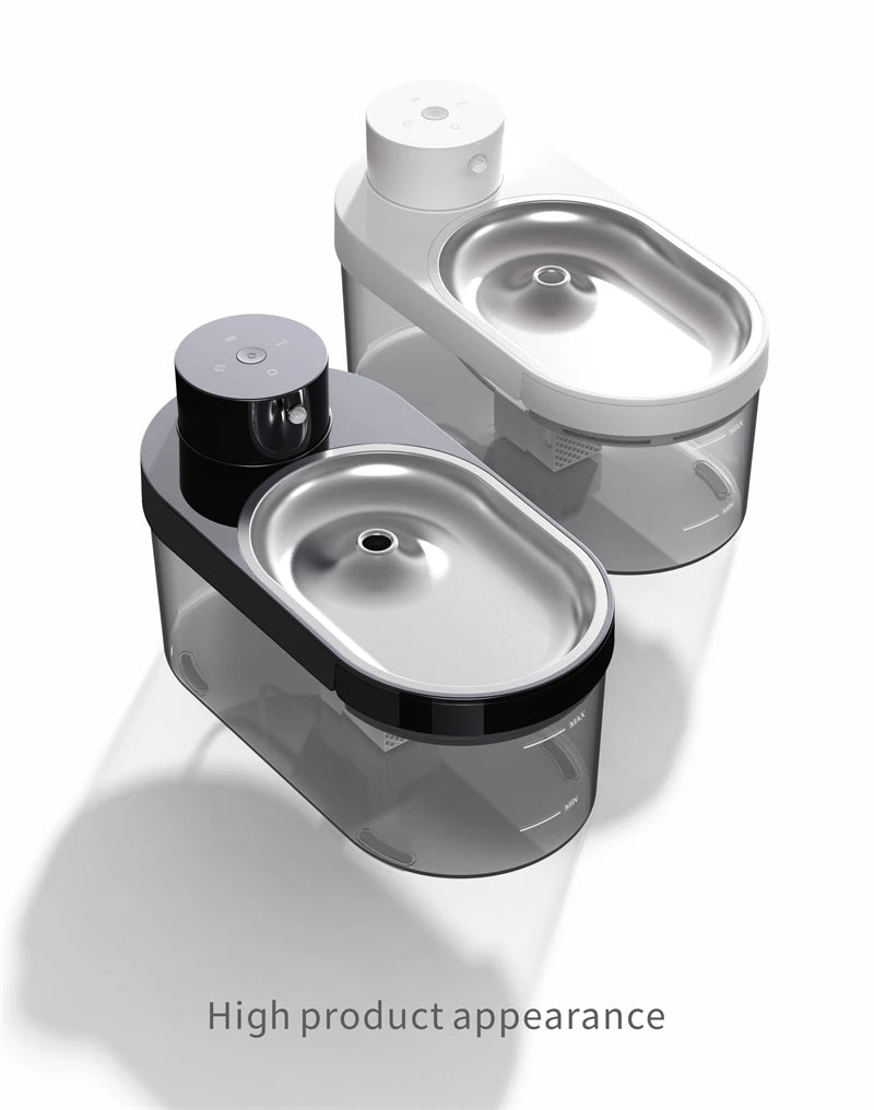 Pet Water Fountain, 135oz/4L Stainless Steel Ultra-quiet Pump with 3 work modes Visual Cordless Automatic Sensor