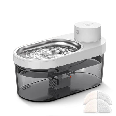 Pet Water Fountain, 135oz/4L Stainless Steel Ultra-quiet Pump with 3 work modes Visual Cordless Automatic Sensor