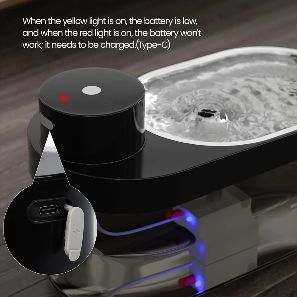 Pet Water Fountain, 135oz/4L Stainless Steel Ultra-quiet Pump with 3 work modes Visual Cordless Automatic Sensor