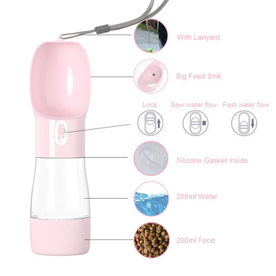 Hydrate & Feed in One – Portable Pet Bottle for Walks, Hikes & Travel