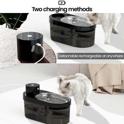 Pet Water Fountain, 135oz/4L Stainless Steel Ultra-quiet Pump with 3 work modes Visual Cordless Automatic Sensor